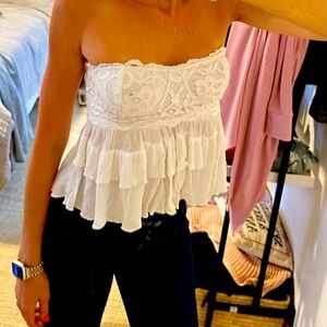 FREE PEOPLE bustier white halter top sz S